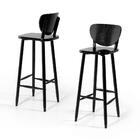 Conjunto 2 Banquetas Altas Bistrô De Madeira Torneada Preta