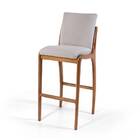 Conjunto 2 Banquetas Altas Com Encosto Estofadas Em Madeira M