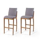 Conjunto 2 Banquetas Altas Com Encosto Estofadas Em Madeira M