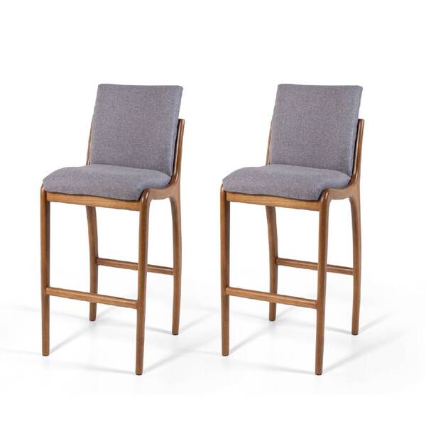 Conjunto 2 Banquetas Altas Com Encosto Estofadas Em Madeira M