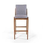 Conjunto 2 Banquetas Altas Com Encosto Estofadas Em Madeira M