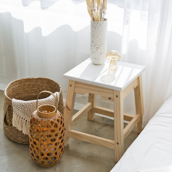 Conjunto 2 Banquetas Baixa Moema - Branco E Natural