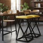 Conjunto 2 Banquetas Banco Estofada E Ferro Amarelo