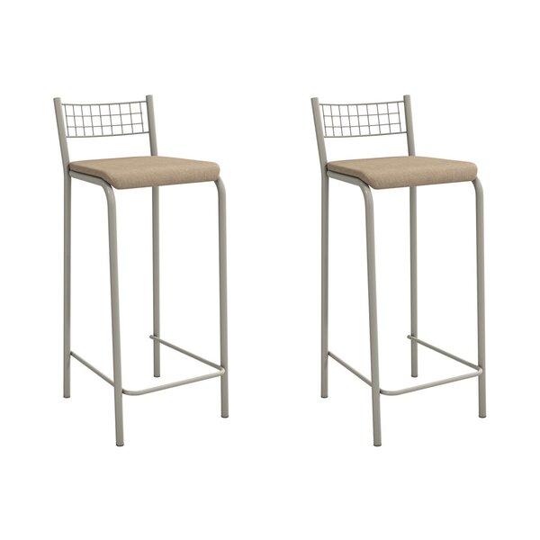 Conjunto 2 Banquetas Com Encosto Gênova Cinza/capuccino