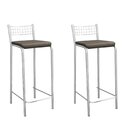 Conjunto 2 Banquetas Com Encosto Gênova Cromado/marrom