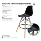 Conjunto 2 Banquetas Fixa Alta Charles Eames Eiffel Preta  Pa