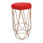 Conjunto 2 Banquetas Hexagonais Aramadas Bronze Suede