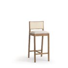 Conjunto 2 Banquetas Madeira Maciça Encosto Em Tela Natural E