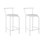 Conjunto 2 Banquetas Tubo Branco Napa Branca