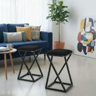 Conjunto 2 Banquinhos De Aço E Corino Banqueta Preto