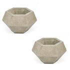 Conjunto 2 Cachepôs Concreto Artesanal 7,4cm Diamante Cinza