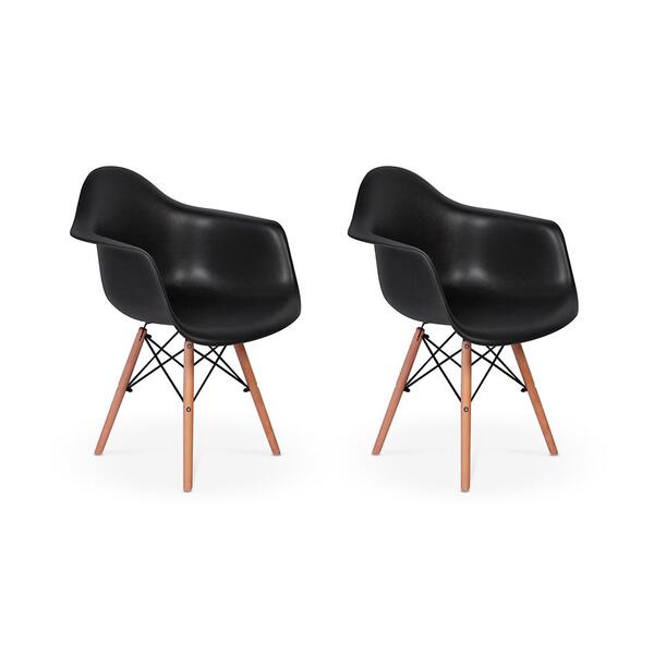 Conjunto 2 Cadeira Charles Eames Wood - Daw - Com Braço - Des