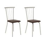 Conjunto 2 Cadeiras 154 Tubo Prata Napa Marrom Escuro Carraro