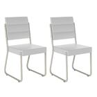 Conjunto 2 Cadeiras 1736 Tubo Prata Napa Branca Carraro