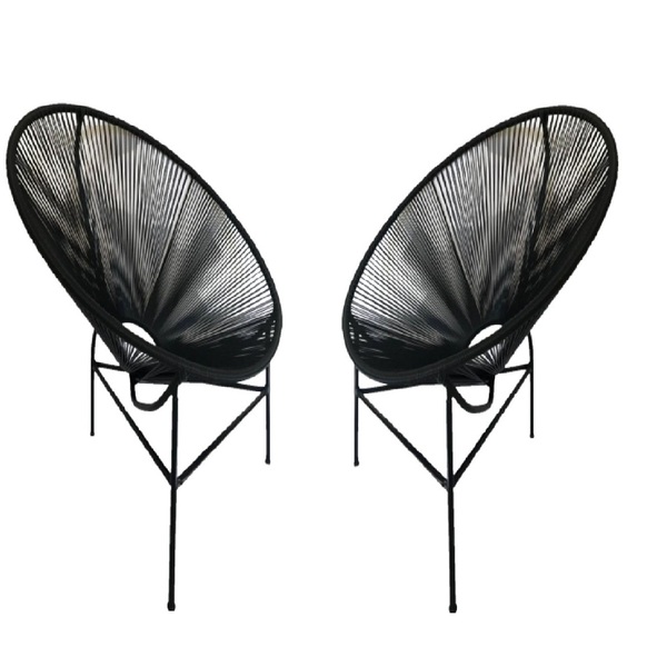 Conjunto 2 Cadeiras Acapulco Decor Area Externa Fibra Preta