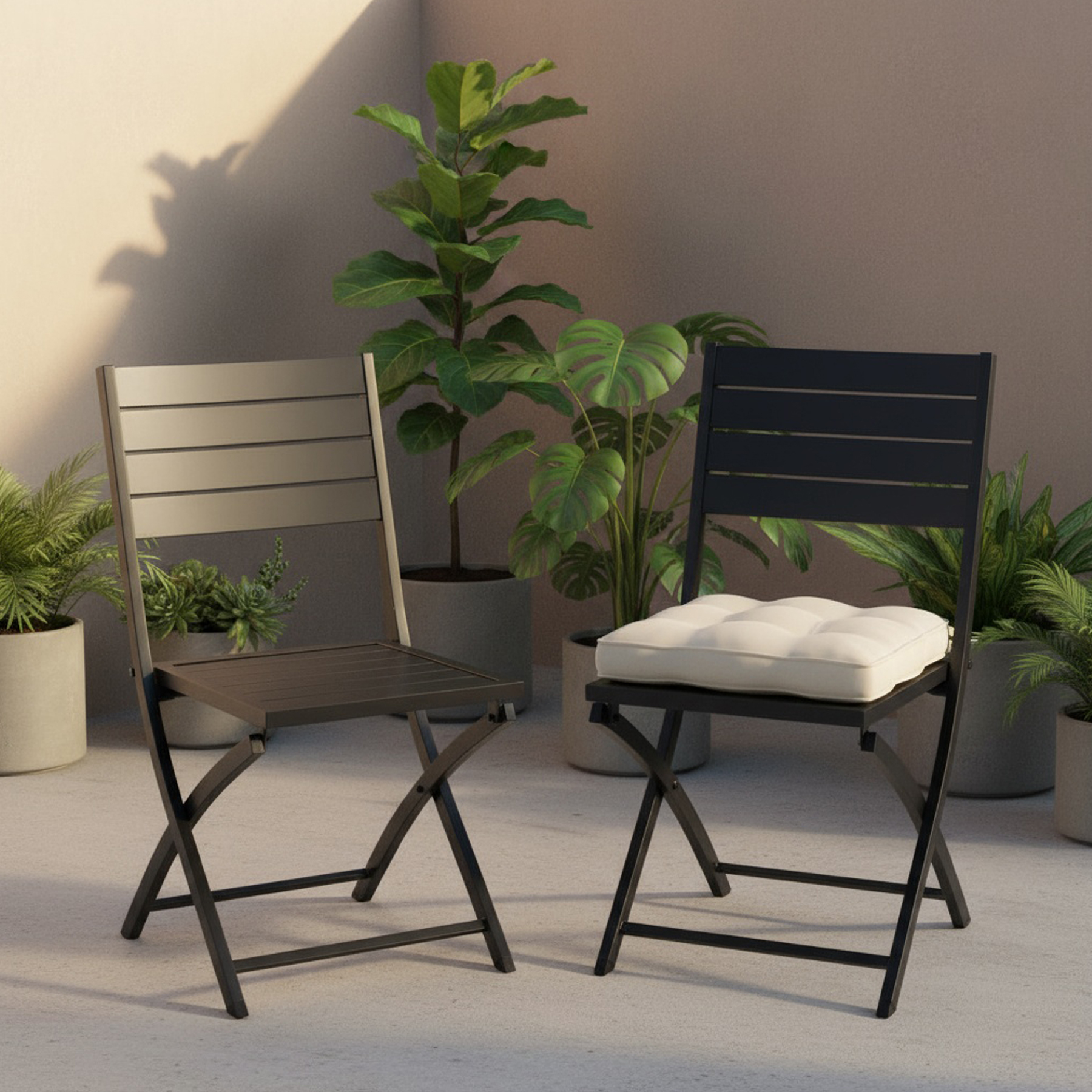 Conjunto para Jardim com 2 Cadeiras em Alumínio Cinza Escuro Xara II Naterial