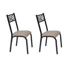 Conjunto 2 Cadeiras Assento Linho Jade  Preto/linho Bege