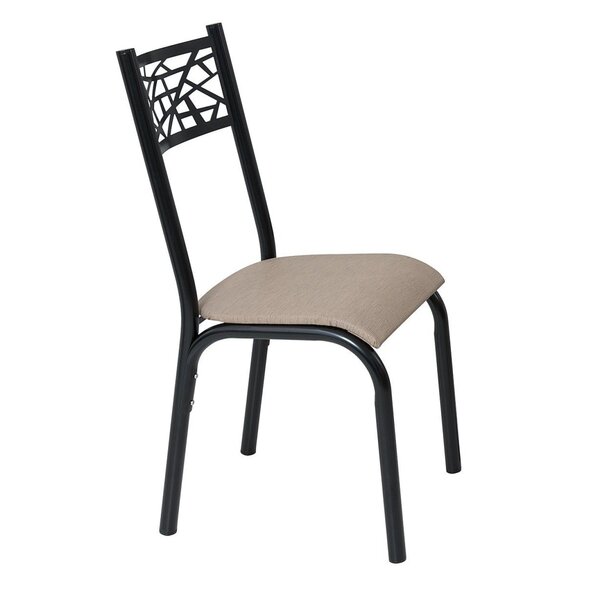 Conjunto 2 Cadeiras Assento Linho Jade  Preto/linho Bege