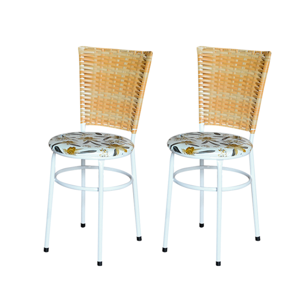 Conjunto 2 Cadeiras Branca Para Cozinha Hawai Palha Com Assen