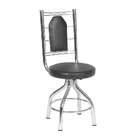 Conjunto 2 Cadeiras Ca-955 Cromada Preto Quadriculado Giratór