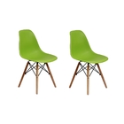 Conjunto 2 Cadeiras Charles Eames Eiffel Wood Base Madeira -