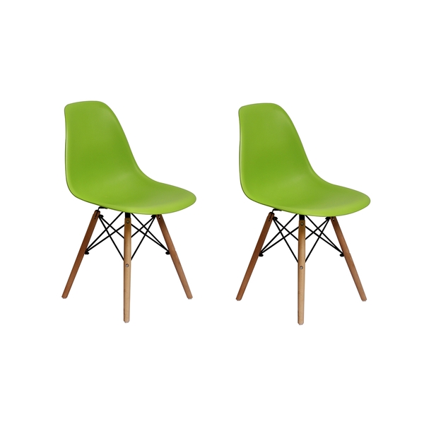 Conjunto 2 Cadeiras Charles Eames Eiffel Wood Base Madeira -