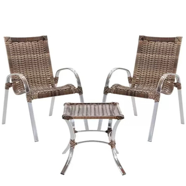 Conjunto 2 Cadeiras Com Mesa De Centro Colômbia Alumínio De Á