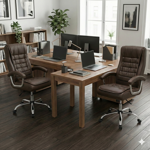 Conjunto 2 Cadeiras De Escritório Presidente Big Marrom Molas