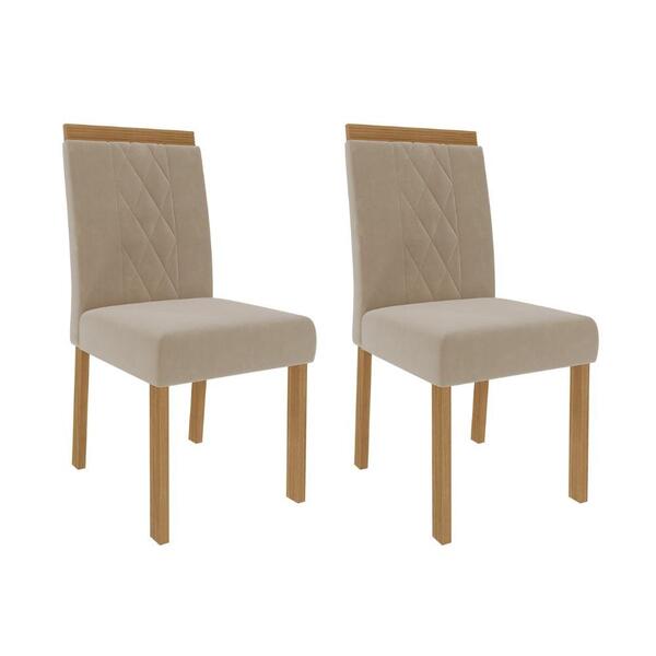 Conjunto 2 Cadeiras De Jantar Alice Cimol Madeira/nude