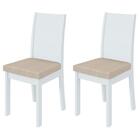 Conjunto 2 Cadeiras De Jantar Athenas Branco Lopas Linho Bege