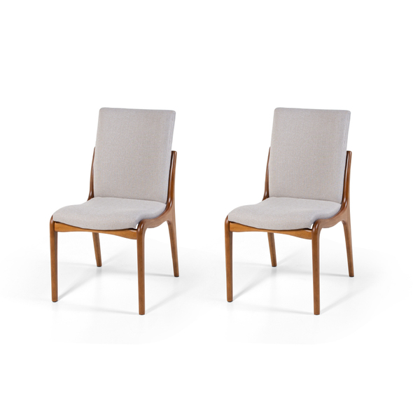 Conjunto 2 Cadeiras De Jantar Estofada Em Madeira Garbo Cinza