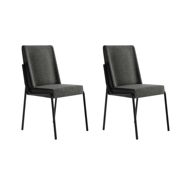 Conjunto 2 Cadeiras De Jantar Hug 1749 Carraro Grafite Preto