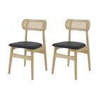 Conjunto 2 Cadeiras De Jantar Luxo Moderna Estofada Em Palha