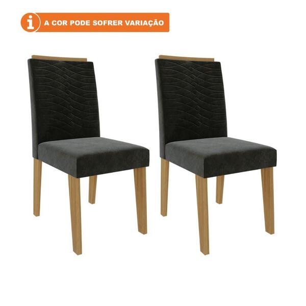 Conjunto 2 Cadeiras De Jantar Mdf Clarice Cimol Madeira/chumb