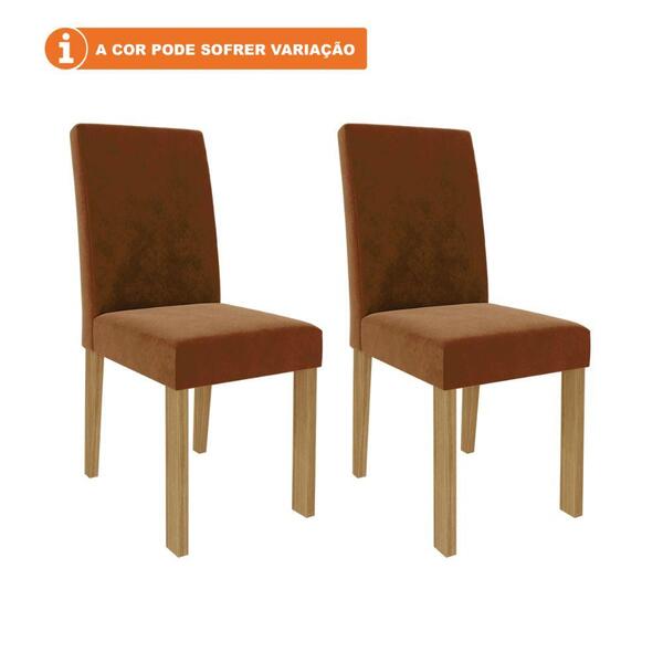 Conjunto 2 Cadeiras De Jantar Mdf Maia Cimol Madeira/terracota