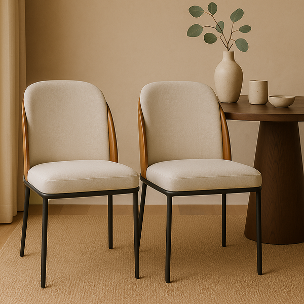 Conjunto 2 Cadeiras De Jantar Nevada Com Encosto Curvo Estofa