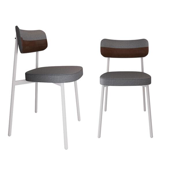 Conjunto 2 Cadeiras De Jantar Tecido Sint. Alloa Est. Branca