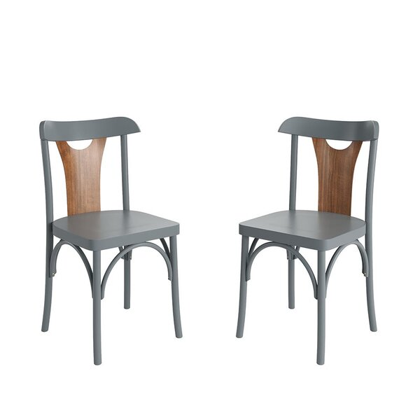 Conjunto 2 Cadeiras De Madeira Maciça Apaixone Y Cinza
