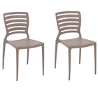 Conjunto 2 Cadeiras De Plástico Com Encosto Vazado Horizontal