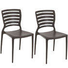 Conjunto 2 Cadeiras De Plástico Com Encosto Vazado Horizontal