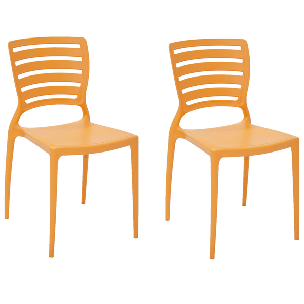 Conjunto 2 Cadeiras De Plástico Com Encosto Vazado Horizontal