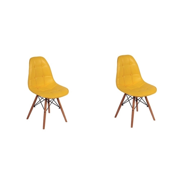 Conjunto 2 Cadeiras DKR Charles Eames Wood Estofada Botonê -