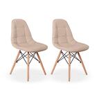 Conjunto 2 Cadeiras Dkr Charles Eames Wood Estofada Botonê -