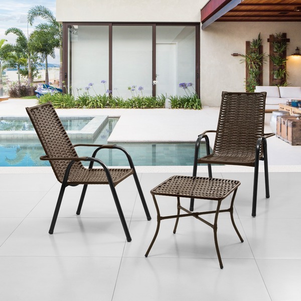 Conjunto 2 Cadeiras E Mesa De Centro Junco Varanda