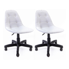 Conjunto 2 Cadeiras Eames Botone Branca Office Preto