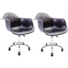 Conjunto 2 Cadeiras Eames Com Braço Preto Office Cromada