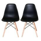 Conjunto 2 Cadeiras Eames Eiffel Preta Com Pés De Madeira