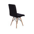 Conjunto 2 Cadeiras Eiffel Gomos Estofada Base Madeira - Preta