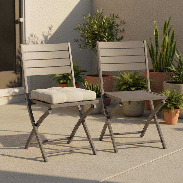 Conjunto para Jardim com 2 Cadeiras em Alumínio Cinza Granito Xara II Naterial