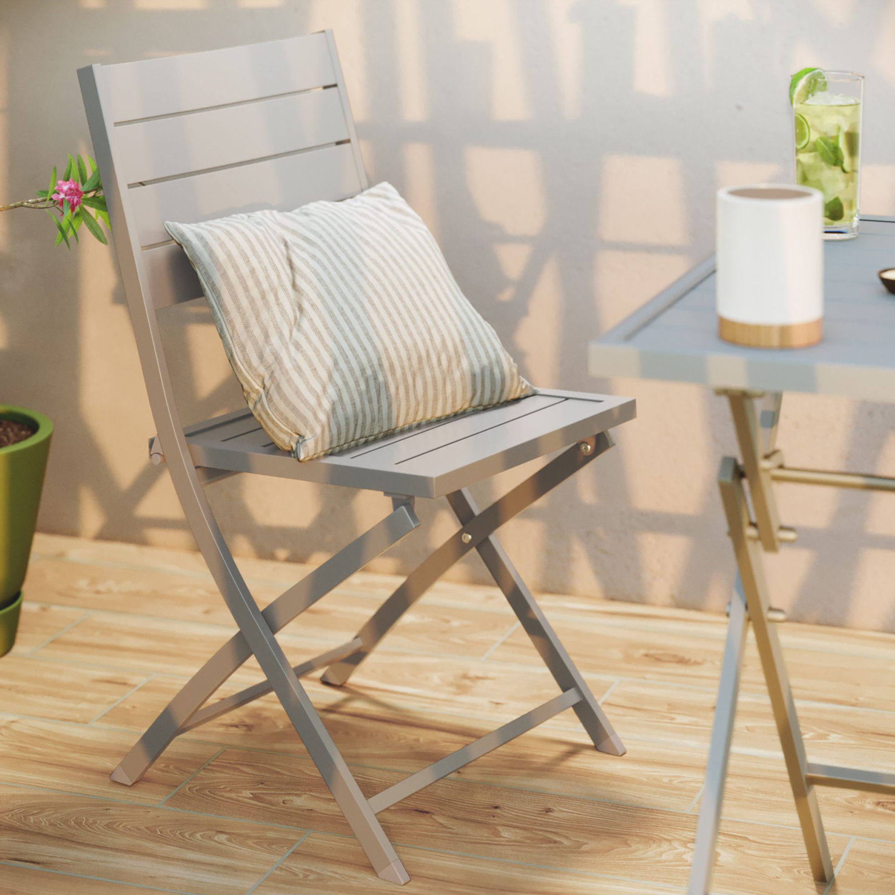 Conjunto para Jardim com 2 Cadeiras em Alumínio Cinza Granito Xara II Naterial